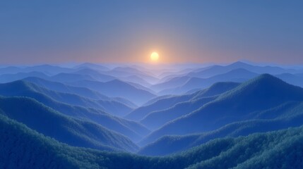 Serene Sunset  Layered Mountains  Cinematic Landscape