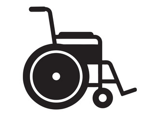 wheelchair logo silhouette vector, detailed wheelchairs logo icon silhouette, simple black wheelchair silhouette vector illustration, wheelchair silhouette vector logo on white  background