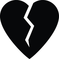 Black broken heart. Broken heart. Heartbreak, broken heart or divorce flat icon for apps and websites. Pain or separation