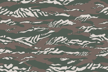 Camouflage seamless pattern. Forest real tree camouflage design. Hunting camouflage. Tiger stripe pattern. Tiger stripe camouflage pattern