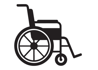 wheelchair logo silhouette vector, detailed wheelchairs logo icon silhouette, simple black wheelchair silhouette vector illustration, wheelchair silhouette vector logo on white  background