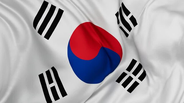 South Korea flag swaying in the wind, endless cycled loop video background