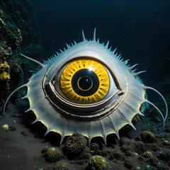 Mysterious One-Eyed Deep Sea Creature on Ocean Floor