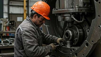工場風景 真剣な職人 精密機械修理中 - Powered by Adobe