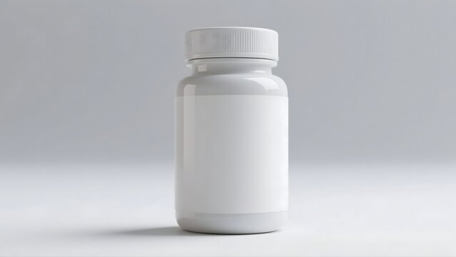 3D mockup of a cylindrical supplement bottle isolated on white background