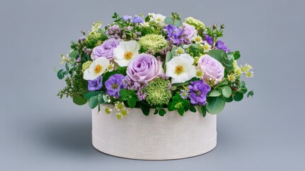 Elegant Pastel Flower Arrangement in Box  Romantic Bouquet  Wedding Decor