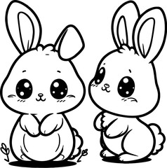 Cute Baby Bunny Line Art Illustration coloring pages
