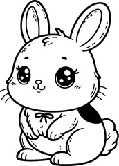 Obraz premium Cute Baby Bunny Line Art Illustration coloring pages