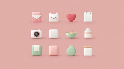Cute Pastel App Icons  Minimalist Design  Kawaii Style