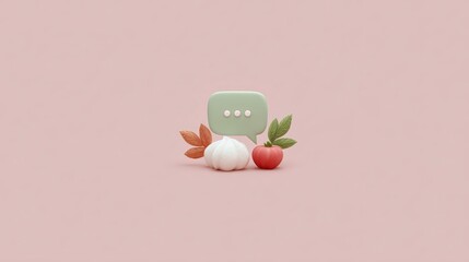 Minimalist Food Chat  Garlic  Tomato  Speech Bubble  Pastel Design