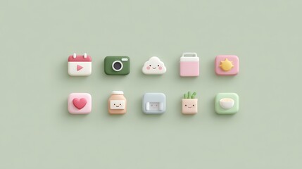 Cute Pastel App Icons  Minimalist Design  Kawaii Style
