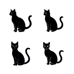 set of cats silhouettes