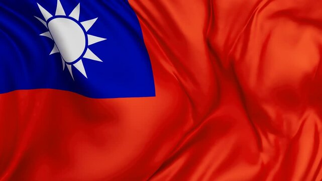 Taiwan or Republic of China (ROC) flag swaying in the wind, endless cycled loop video background