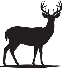 Obraz premium Mountain Deer Silhouette Vector – Majestic Wildlife DesignDeer in Mountains SVG – Nature & Hunting Theme ArtWild Stag Vector – Forest Animal Silhouette DesignRustic Mountain Deer Clipart – Outdo