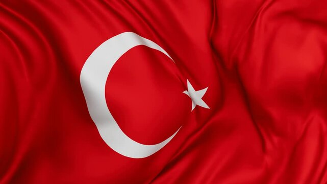 Turkey flag swaying in the wind, endless cycled loop video background