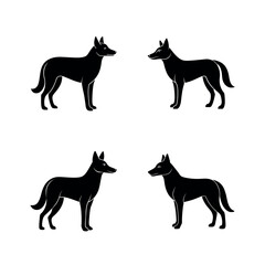 set of dogs silhouettes