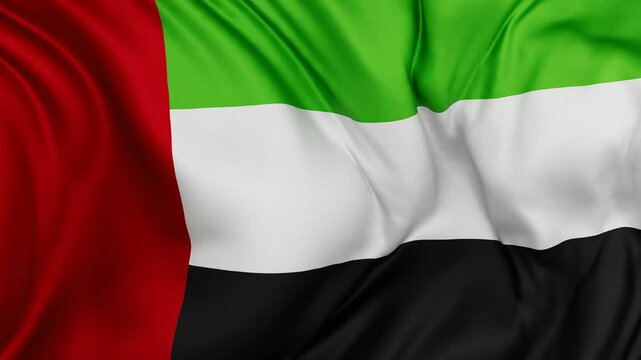 United Arab Emirates or UAE flag swaying in the wind, endless cycled loop video background