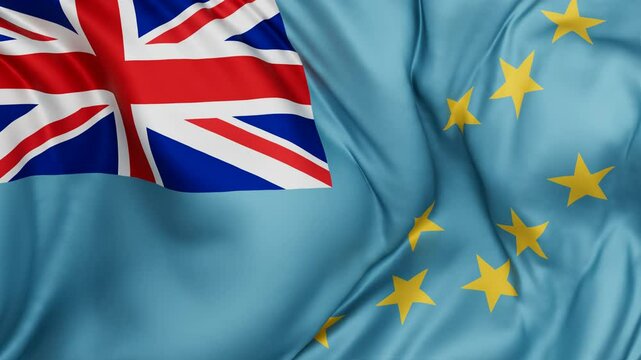 Tuvalu flag swaying in the wind, endless cycled loop video background