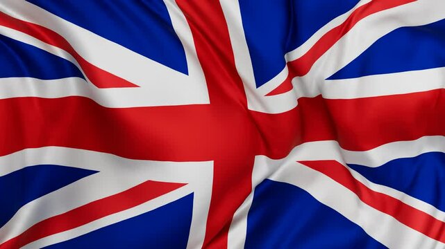 United Kingdom or UK flag swaying in the wind, endless cycled loop video background
