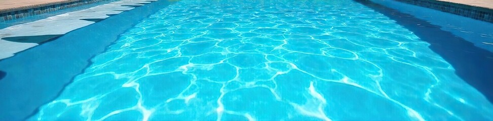 A sparkling blue swimming pool on a sunny summer day, perfect for a refreshing dip Clean water shimmers under the bright sunlight, inviting relaxation and fun , calm, swimming