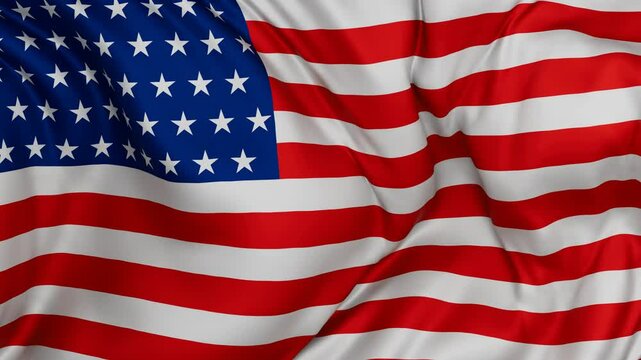 United States of America or USA flag swaying in the wind, endless cycled loop video background