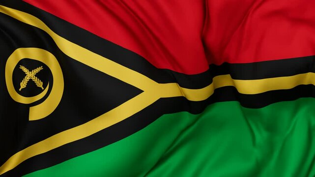 Vanuatu flag swaying in the wind, endless cycled loop video background