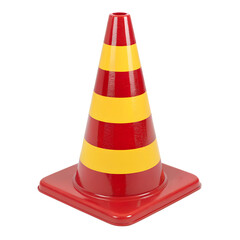 Red Traffic Cone 3d icon in cartoon plastic style minimal isolated on transparent white background