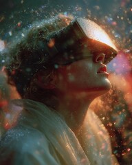 VR Experience with Person, and Futuristic.