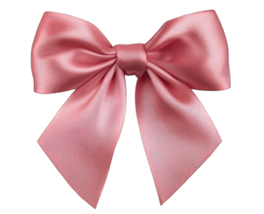 A large, elegant, rose-pink satin bow