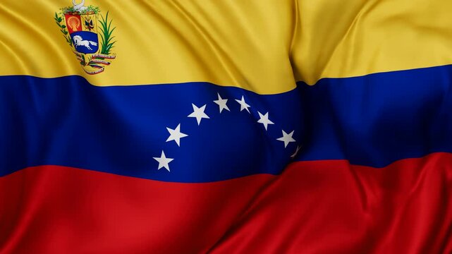 Venezuela or Bolivarian Republic of Venezuela flag swaying in the wind, endless cycled loop video background