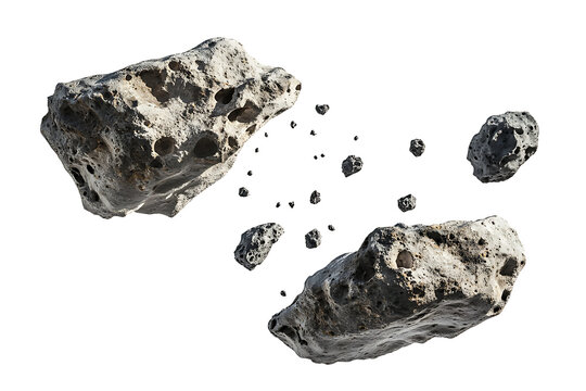 Space rocks asteroid field debris isolated