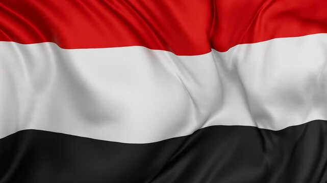 Yemen flag swaying in the wind, endless cycled loop video background