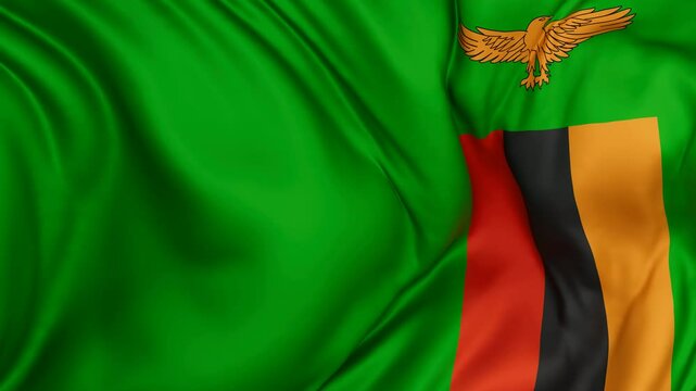 Zambia flag swaying in the wind, endless cycled loop video background