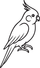 Obraz premium Cockatiel Outline Line Art Vector