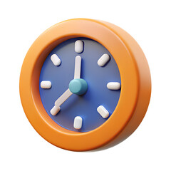 Clock Time 3d icon in cartoon plastic style minimal isolated on transparent white background