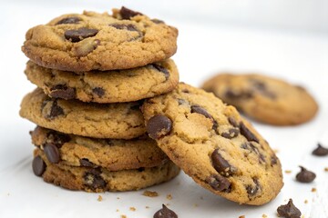 A stack of delicious chocolate chip cookies