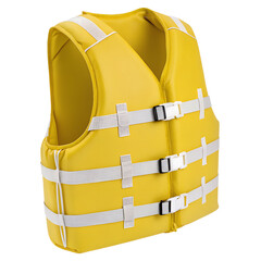 Yellow Life Vest Jacket 3d icon in cartoon plastic style minimal isolated on transparent white background