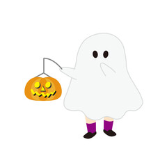 お化けの仮装をしたハロウィンのイラスト