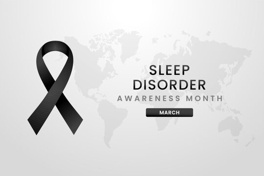 Sleeping disorder Awareness Month background design with Black silk ribbon.