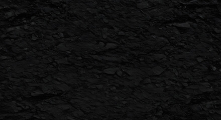 Fototapeta premium Black stone texture. Pebbles. Dark rock background with copy space for design. Wide banner.
