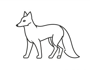 Fototapeta premium Elegant fox in bold black, high-resolution icon on white and clear background.