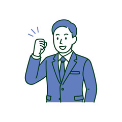 Illustration of Man in Suit Celebrating Success Fist Pump
