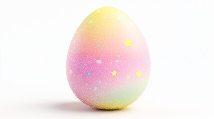 Obraz premium easter egg in a pastel color style, cartoon design with stars design glitter and sparkle effects on a white background