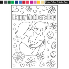 Art & Illustration Mother's day coloring page drawing for kids and adults mother's day illustration