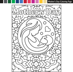 Art & Illustration Mother's day coloring page drawing for kids and adults mother's day illustration