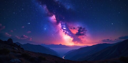 A breathtaking night sky ablaze with countless stars, illuminating the dark landscape with a celestial glow Perfect for astronomy, space, nature, and fantasy themes , nebula, glitter, beauty
