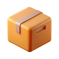 Cardboard Box Package 3d icon in cartoon plastic style minimal isolated on transparent white background