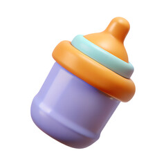 Baby Bottle 3d icon in cartoon plastic style minimal isolated on transparent white background