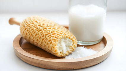 Natural Sea Sponge Exfoliator with Milk and Salt for Soft Skin