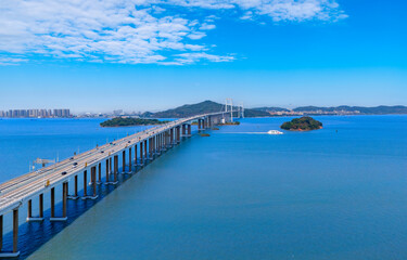 Obraz premium Aerial view of Humen Bridge in Dongguan City, Guangdong Province, China